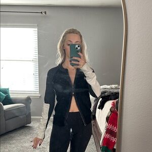 Per Se Black and Cream Bomber Jacket